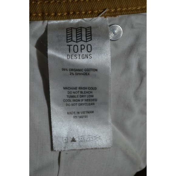 Topo Designs Jeans Mens 32x31 Brown Organic Stretch Denim Slim Tapered Pants - Picture 12 of 16